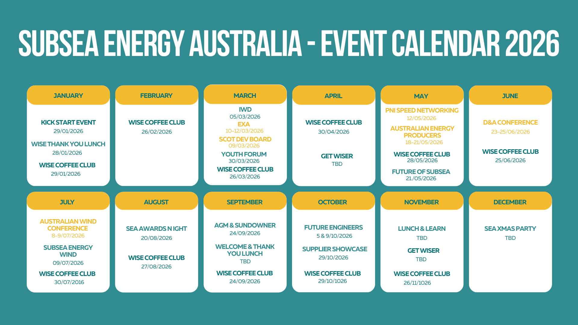 Subsea Energy Australia Events Calendar 2026